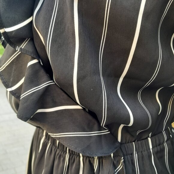 Express Striped Elastic Waist Ruffle Wrap Dress SIZE SMALL - Picture 14 of 16